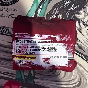 Red men’s hoodie 
#Promethazine/codeine #script lable design #sippers
Size XL
